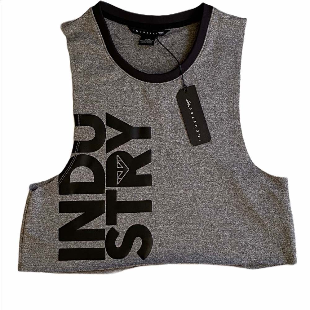 INDUSTRY grey cropped muscle tank medium